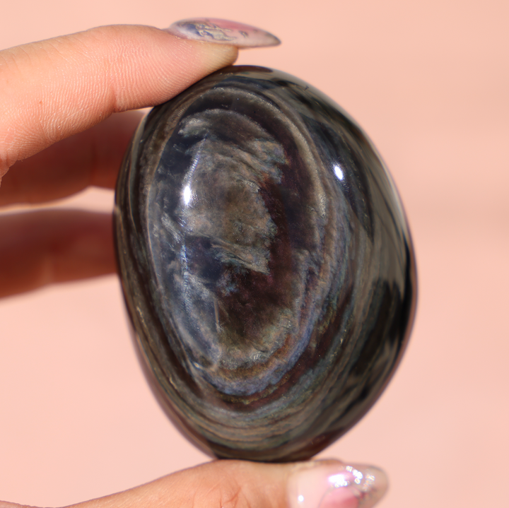 Velvet Obsidian Palm Stone #1