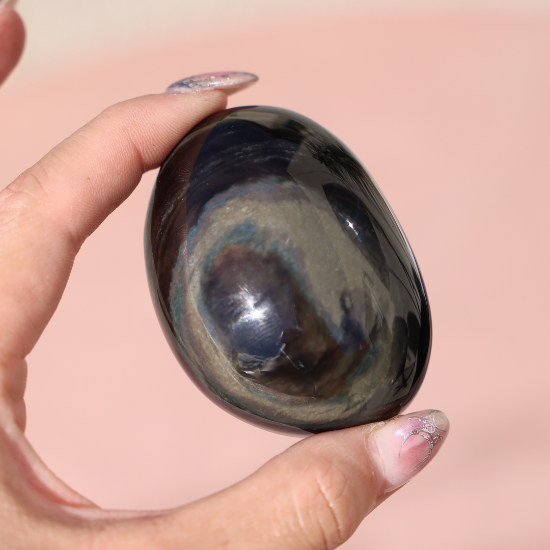 Velvet Obsidian Palm Stone #1