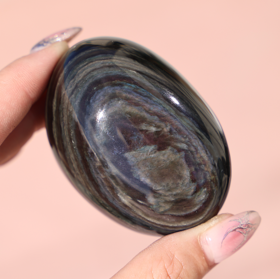 Velvet Obsidian Palm Stone #1