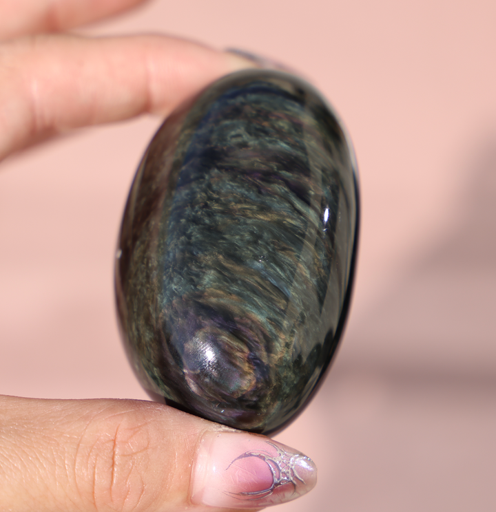 Velvet Obsidian Palm Stone #4
