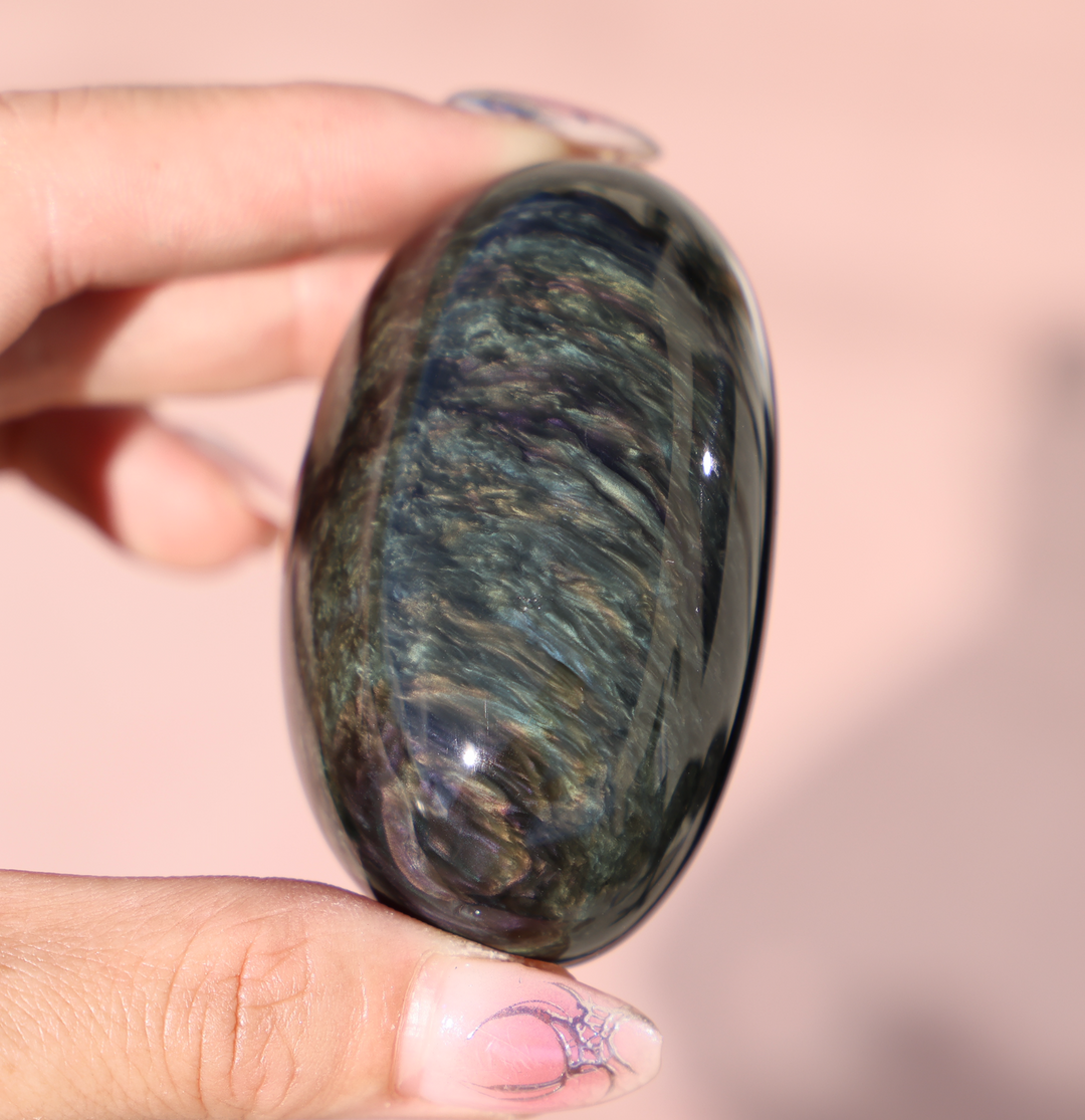 Velvet Obsidian Palm Stone #4