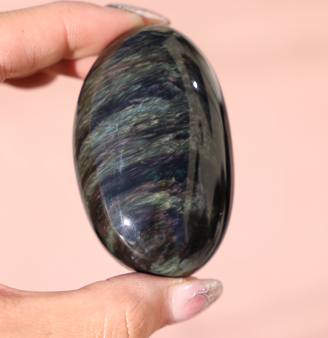 Velvet Obsidian Palm Stone #4