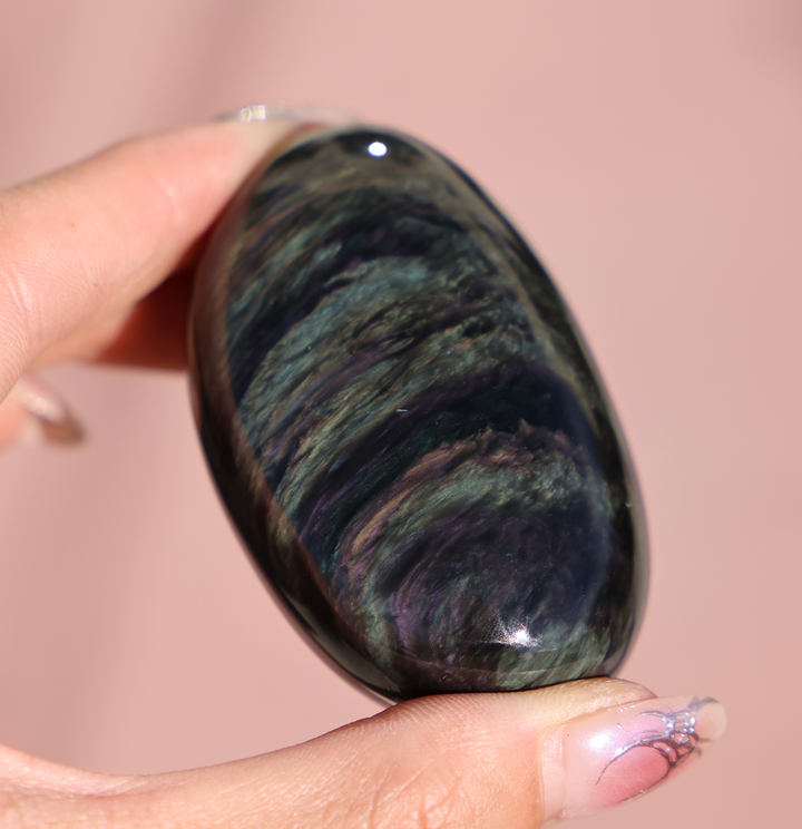 Velvet Obsidian Palm Stone #4