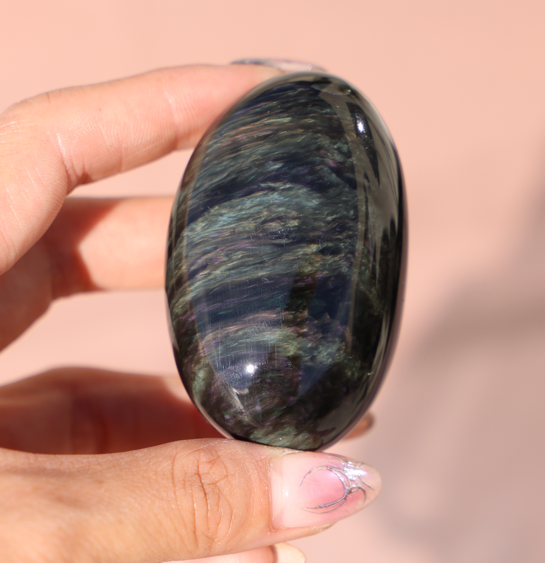 Velvet Obsidian Palm Stone #4