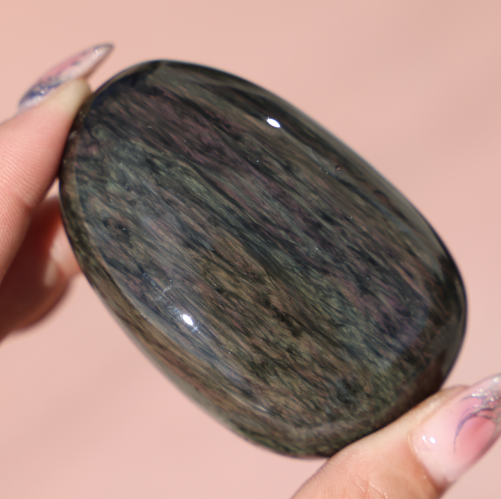 Velvet Obsidian Palm Stone #8