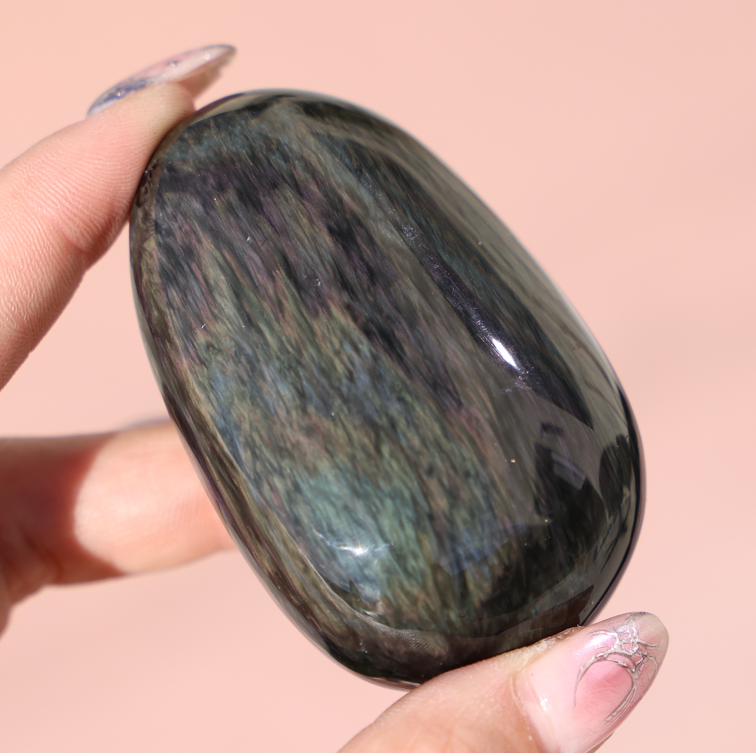 Velvet Obsidian Palm Stone #8