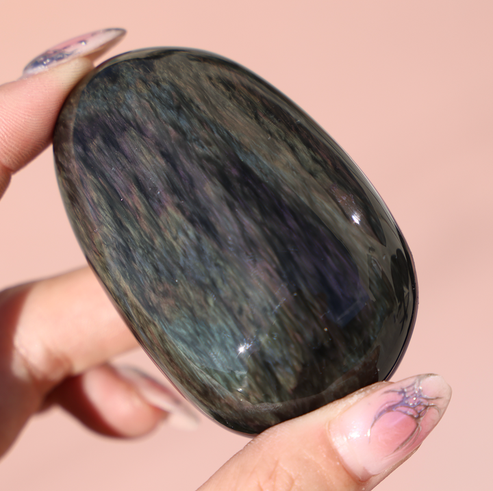 Velvet Obsidian Palm Stone #8