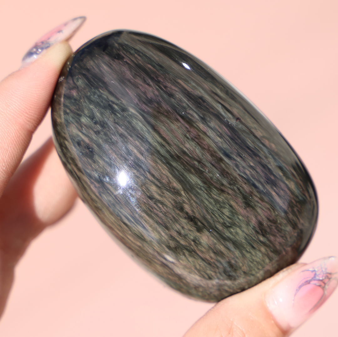Velvet Obsidian Palm Stone #8