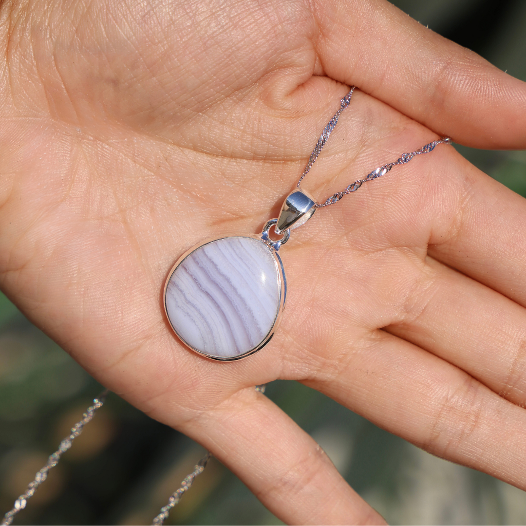 High Quality Blue Lace Agate Necklace - Enchantia Muse