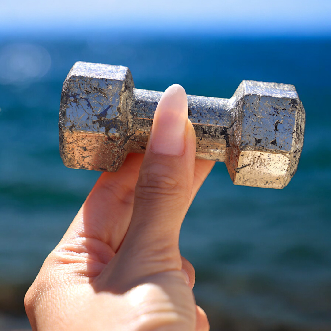 Hand-carved Pyrite Dumbbell - S/M - Enchantia Muse