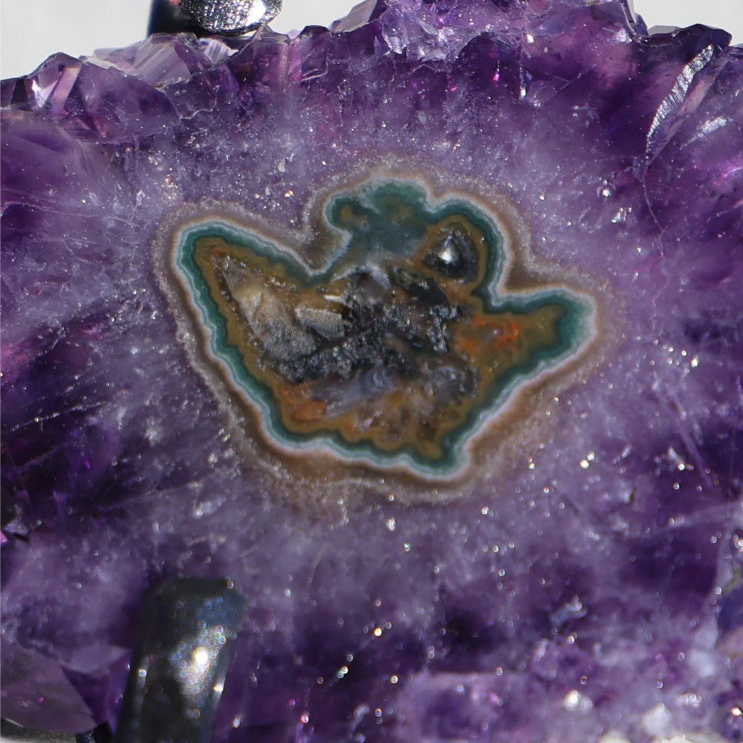 'Aloha' Amethyst Rosetta with Stalactite Pair on Stand