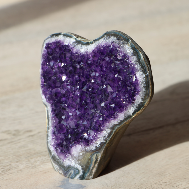 'Ametheart' High Quality Amethyst Crystal Cut Base - L