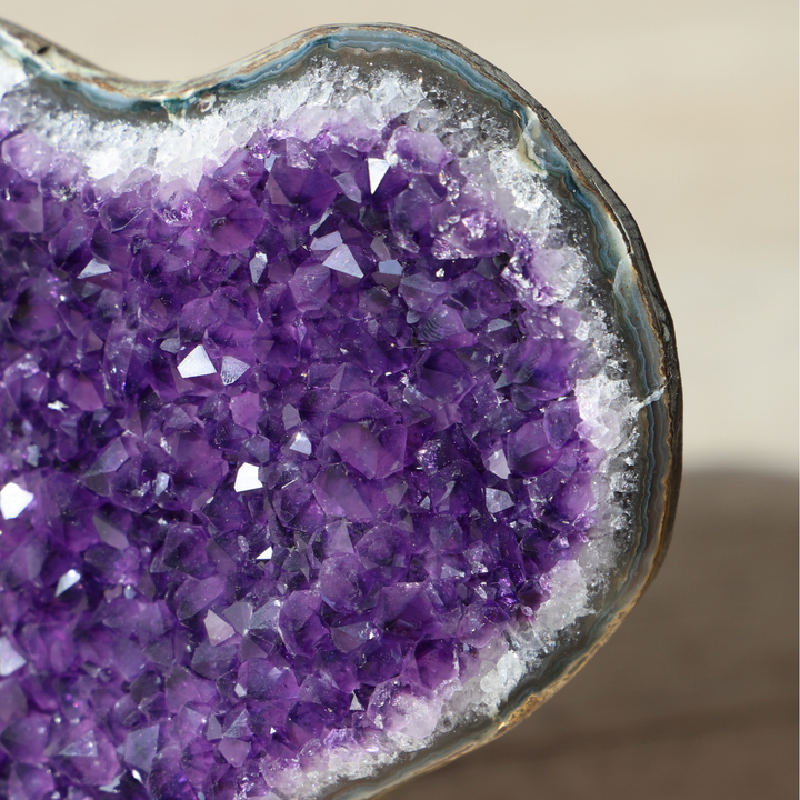 'Ametheart' High Quality Amethyst Crystal Cut Base - L