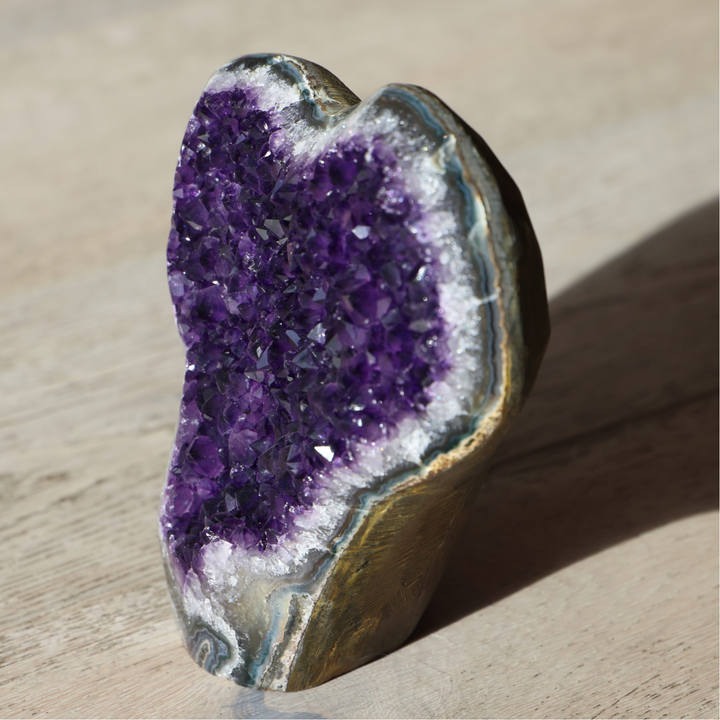 'Ametheart' High Quality Amethyst Crystal Cut Base - L