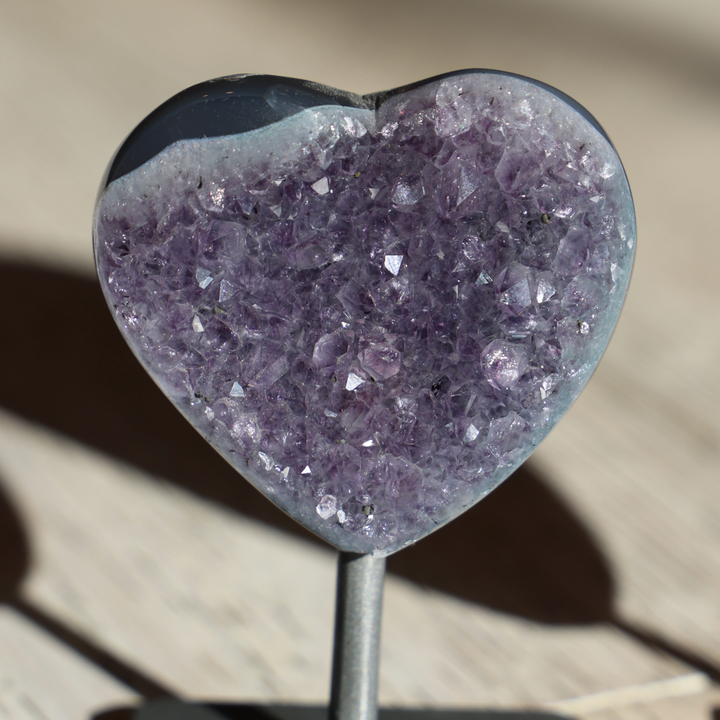 Amethyst Heart on Stand - S