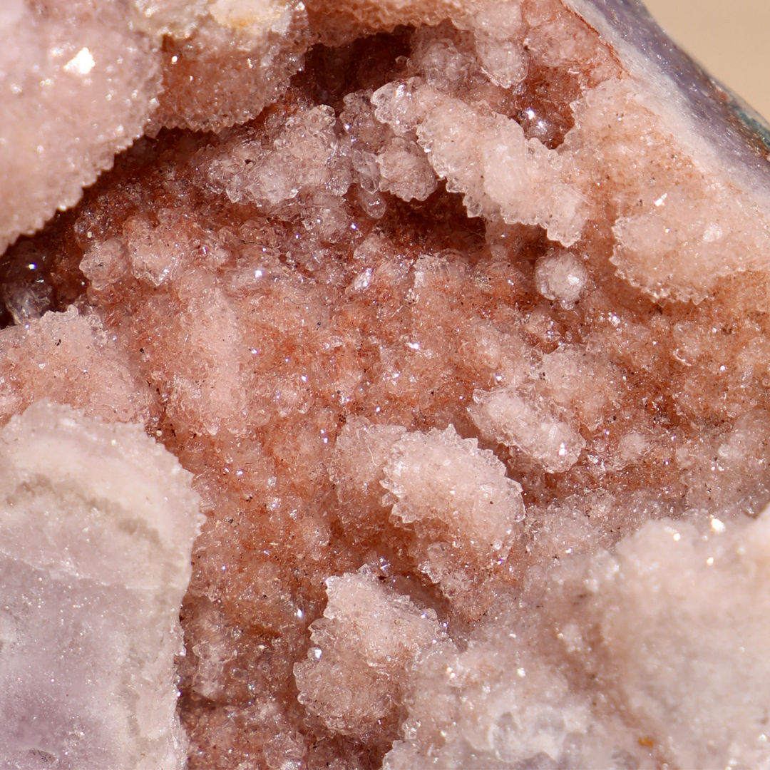 'Amora' Pink Amethyst Geode Slab on Stand - L