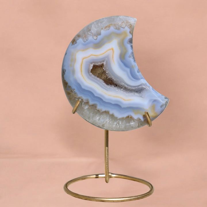 'Electric' Druzy Agate Moon with Stand - Enchantia Muse