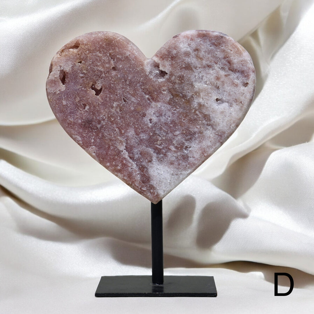 'LOLLIPOP' Pink Amethyst Heart on Stand - Enchantia Muse