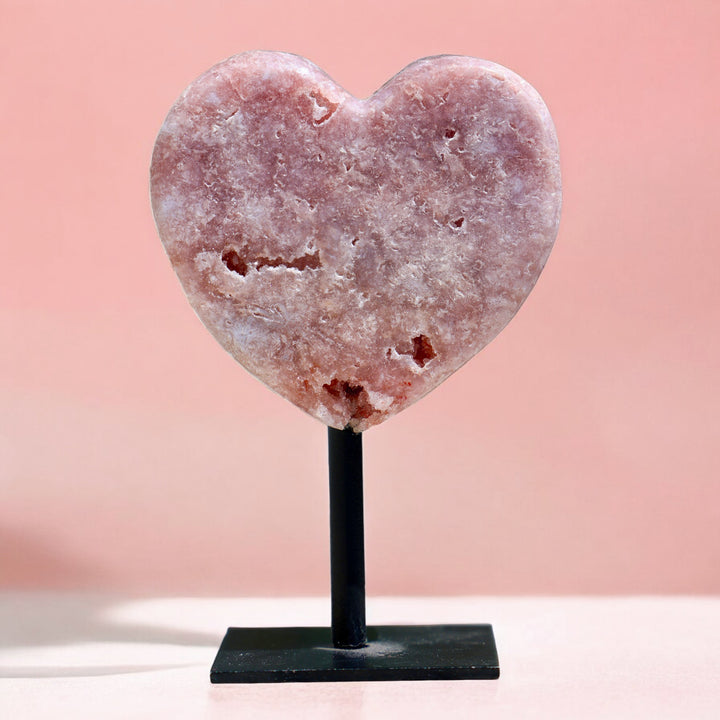 'LOLLIPOP' Pink Amethyst Heart on Stand - Enchantia Muse