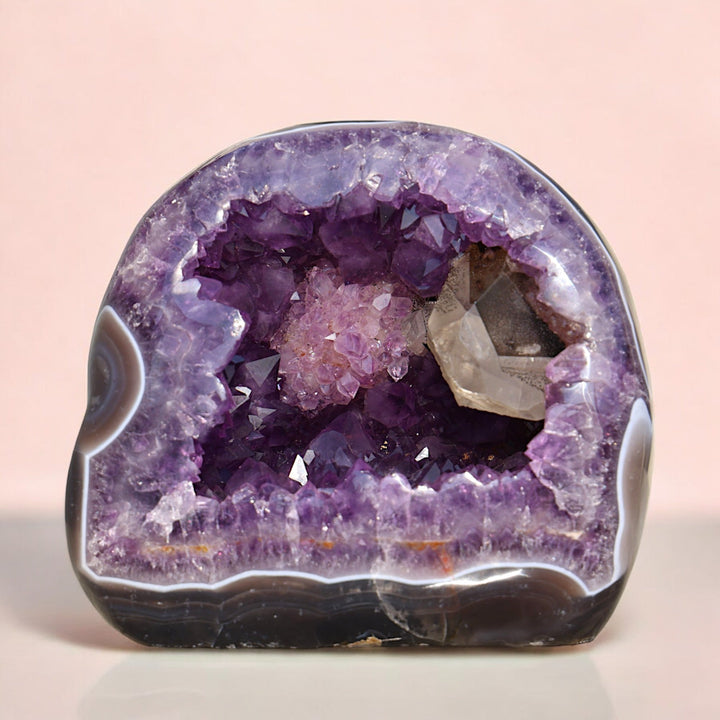 'BLOSSOM' Amethyst Geode with Calcite