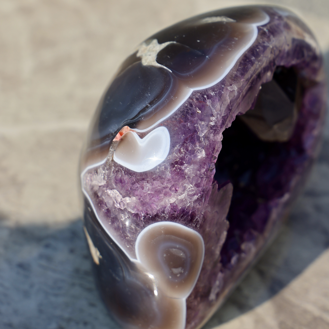 'BLOSSOM' Amethyst Geode with Calcite