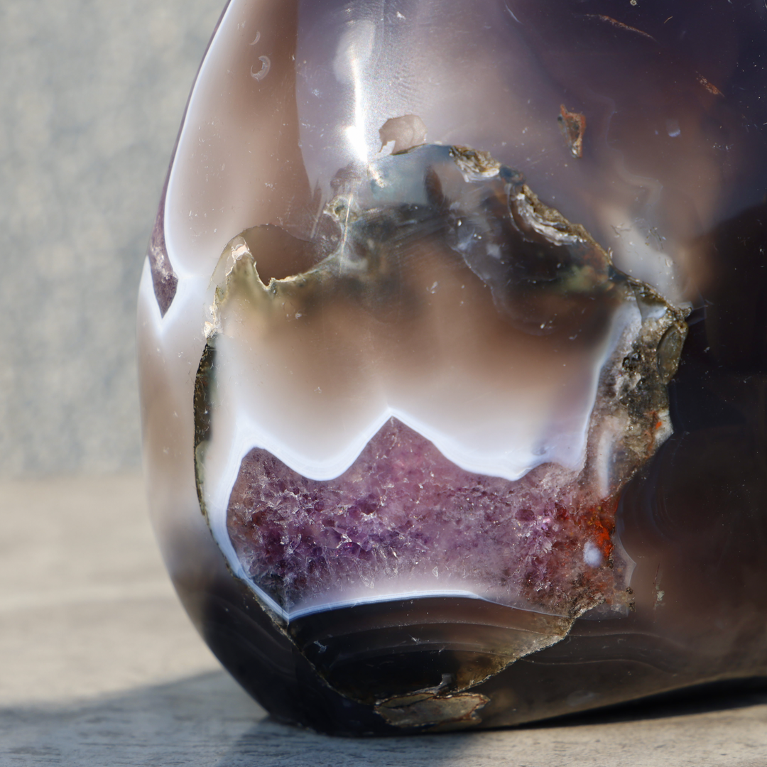 'BLOSSOM' Amethyst Geode with Calcite