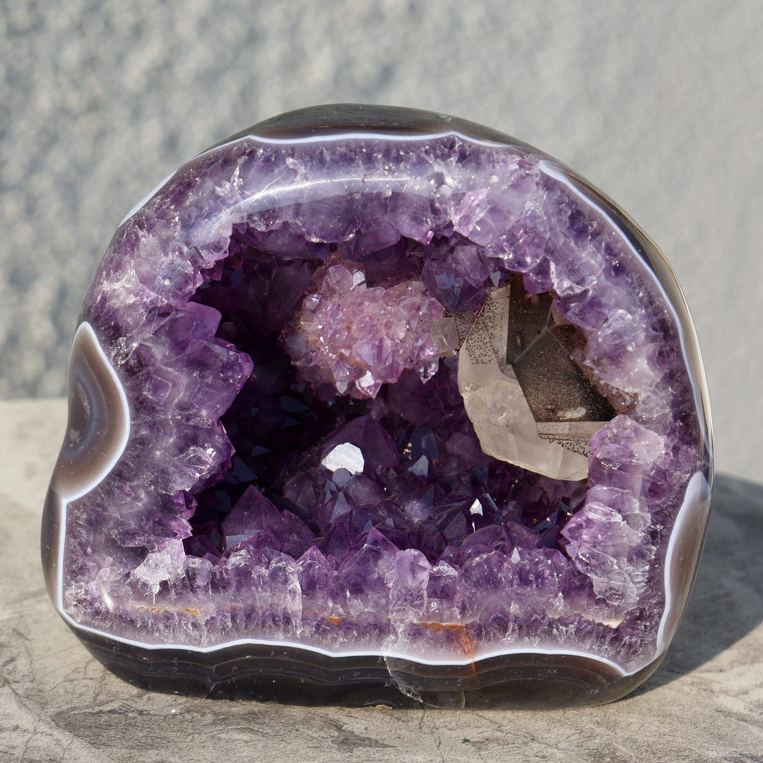 'BLOSSOM' Amethyst Geode with Calcite