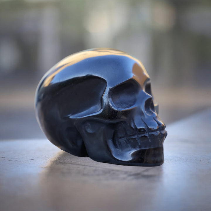 Hand-carved Black Obsidian Skull - Enchantia Muse