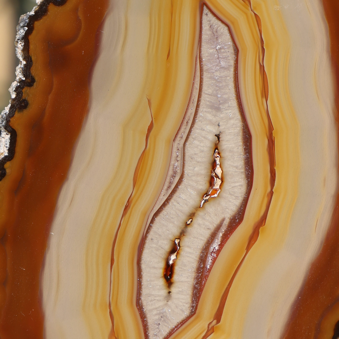 'CANDLELIGHT' Red Agate Stone Slice on Stand