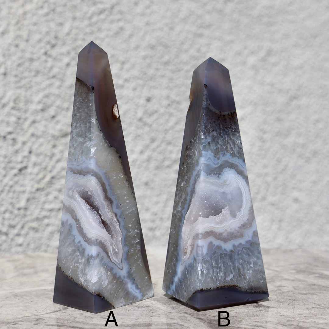 'Canyon' Druzy Agate Stone Obelisk