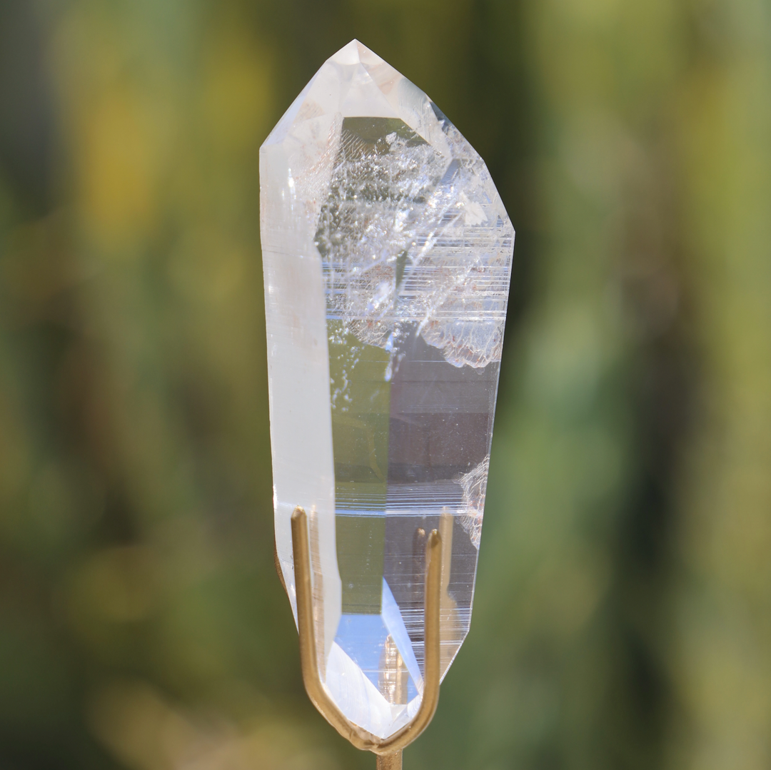 Clear Lemurian Quartz Point on Stand