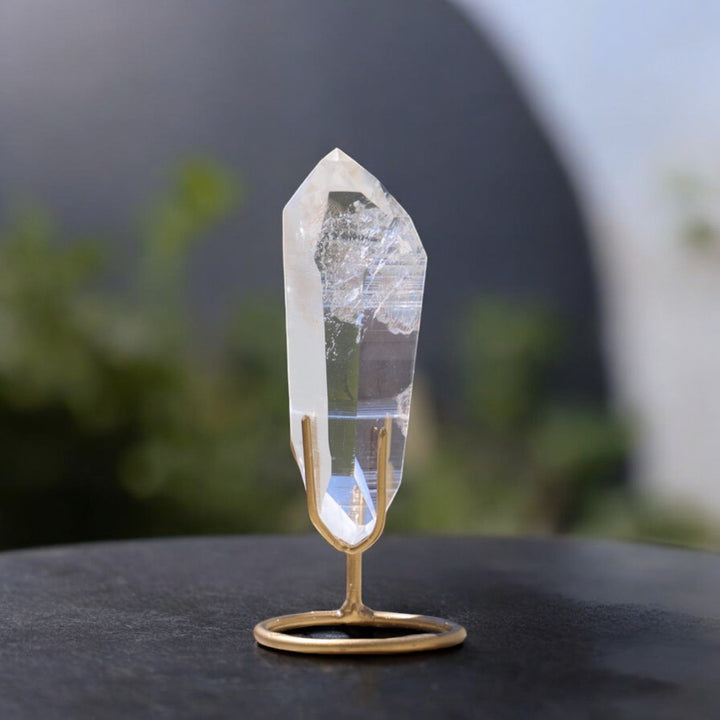 Clear Lemurian Quartz Point on Stand