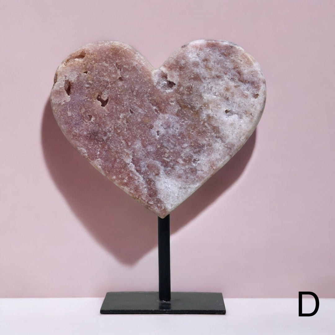 'LOLLIPOP' Pink Amethyst Heart on Stand - Enchantia Muse