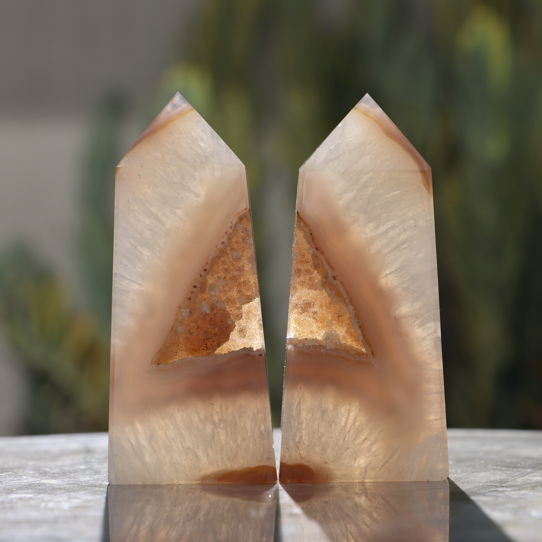 'Dawn' Golden Druzy Agate Stone Tower