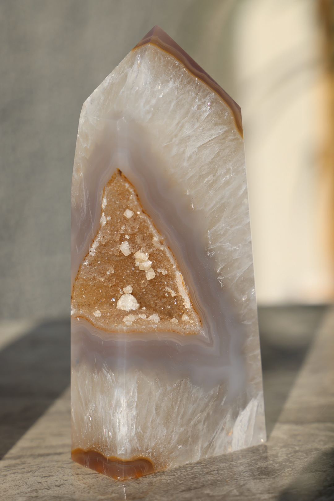 'Dawn' Golden Druzy Agate Stone Tower