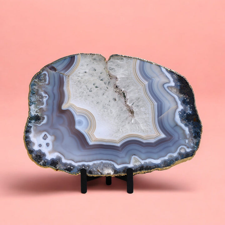 Gold Plated Agate Slice Plate - XL