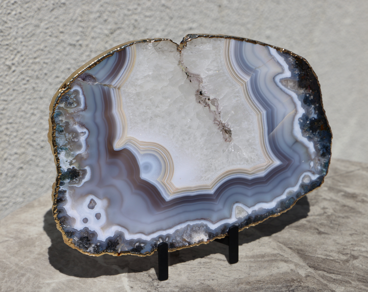 Gold Plated Agate Slice Plate - XL