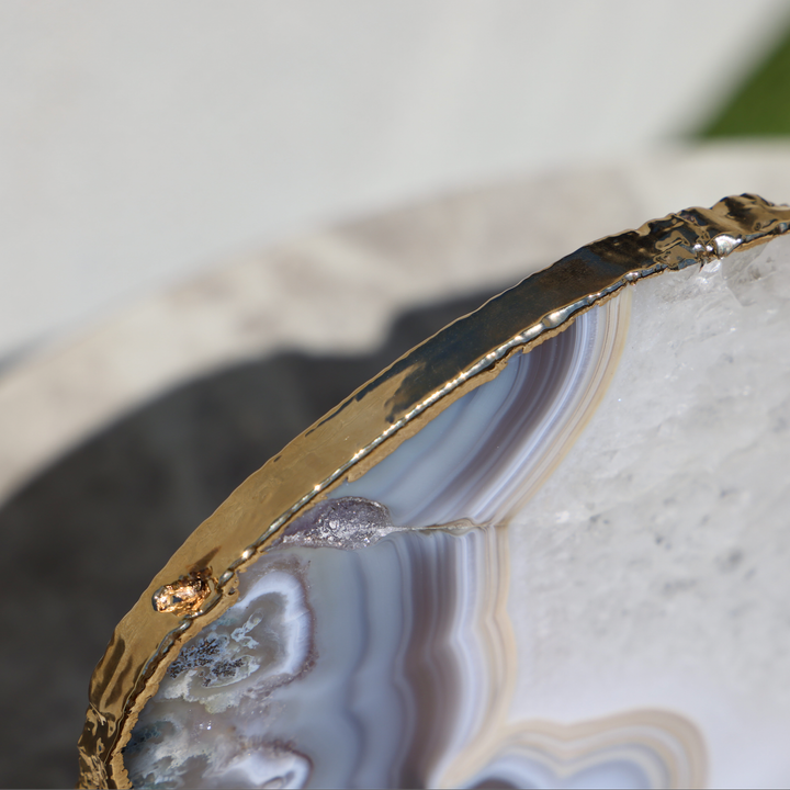 Gold Plated Agate Slice Plate - XL