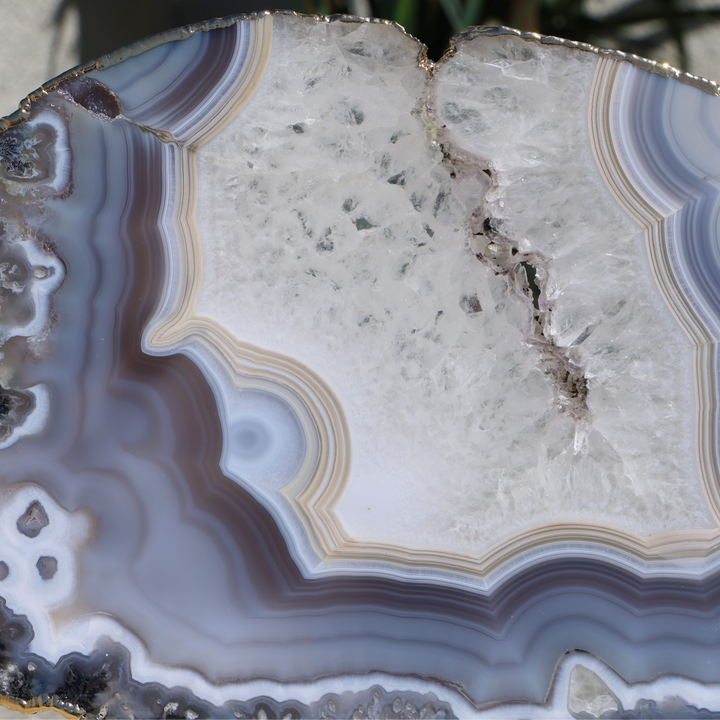 Gold Plated Agate Slice Plate - XL