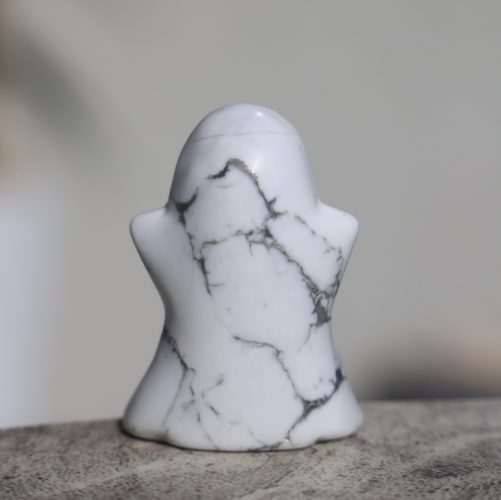 Hand-carved Howlite Ghost