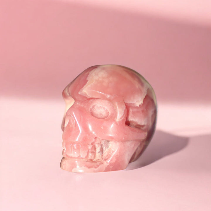 Hand-carved Rhodochrosite Skull