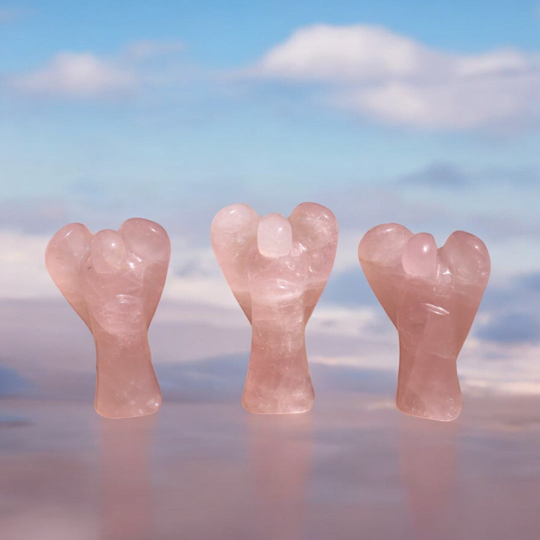 Hand-carved Rose Quartz Angel