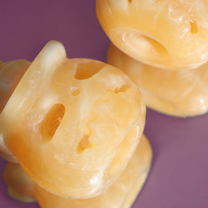 Hand-carved Yellow Calcite Pumpkin Ghost