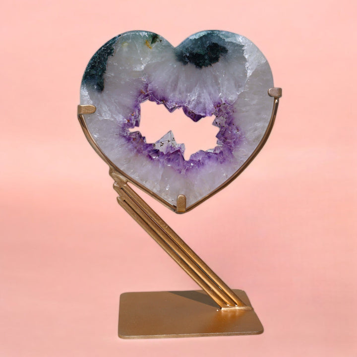 'Heartlight' Amethyst Heart Portal on Stand - L/XL