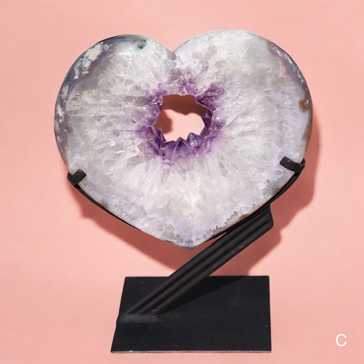 'Heartlight' Amethyst Heart Portal on Stand - L/XL