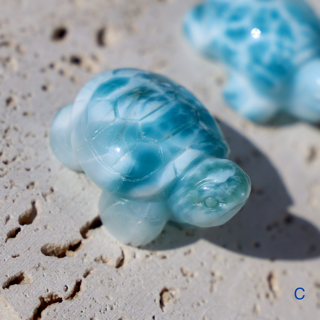 High Quality Larimar Turtle Crystal Carving