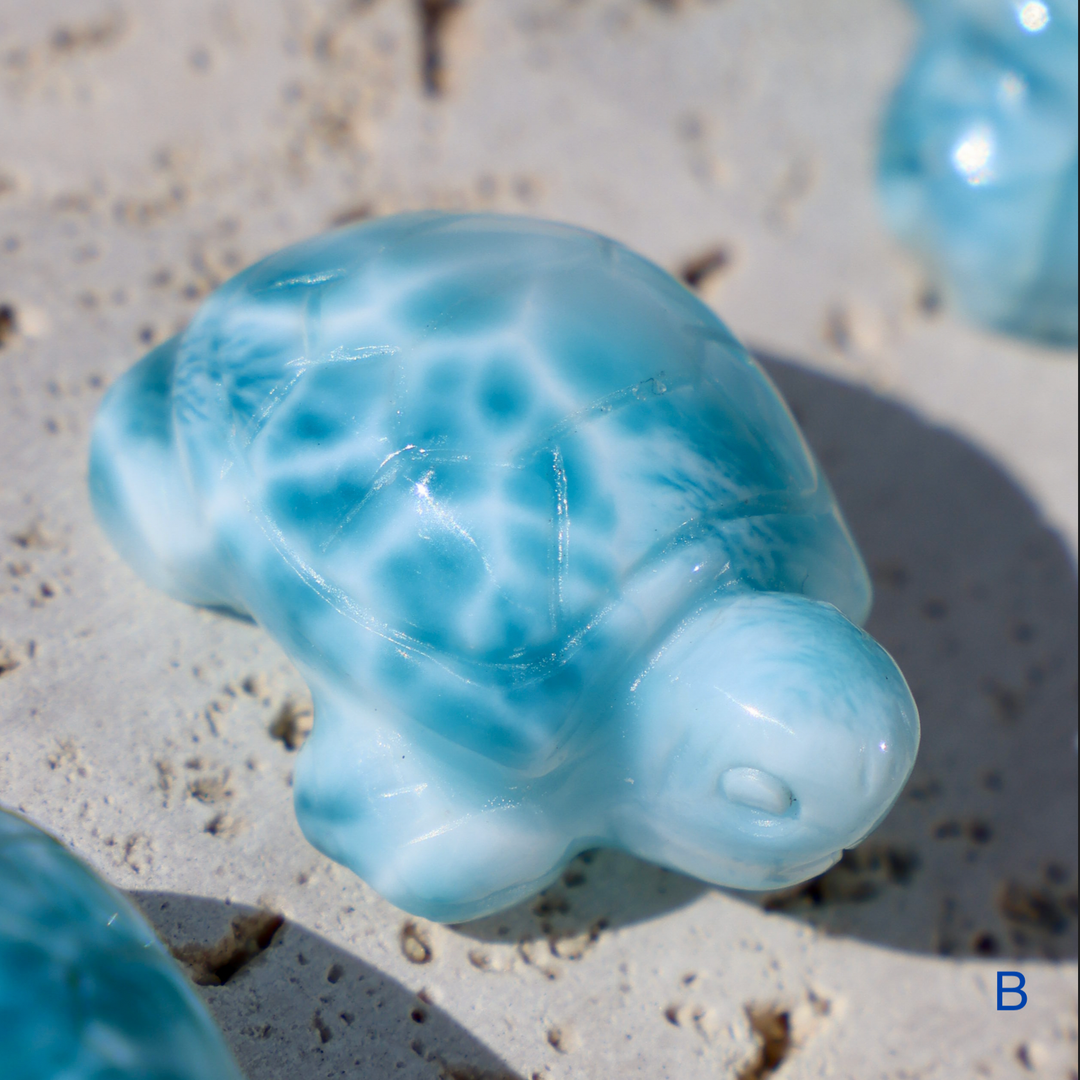 High Quality Larimar Turtle Crystal Carving