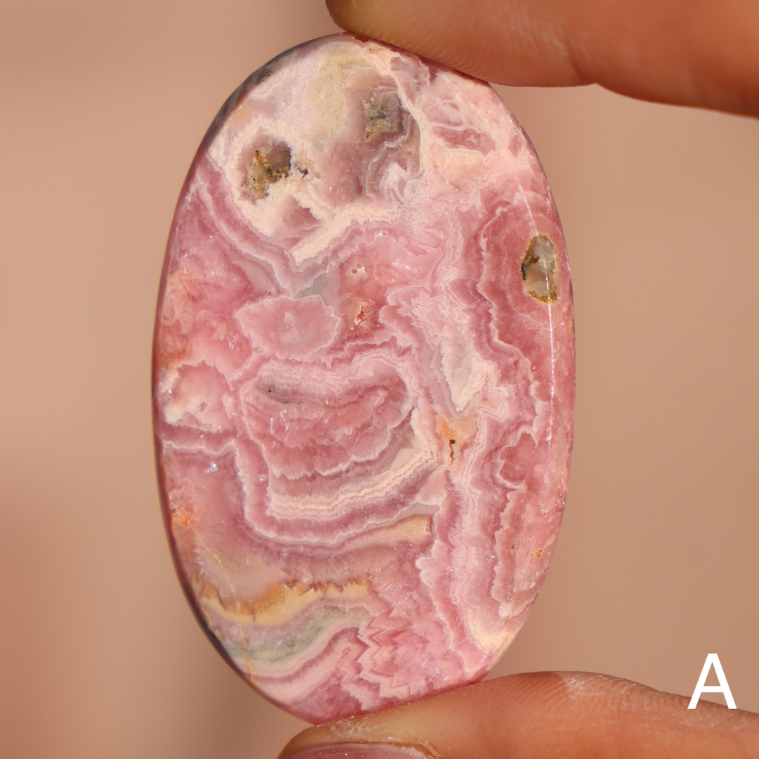 High Quality Rhodochrosite Flat Palm Stone