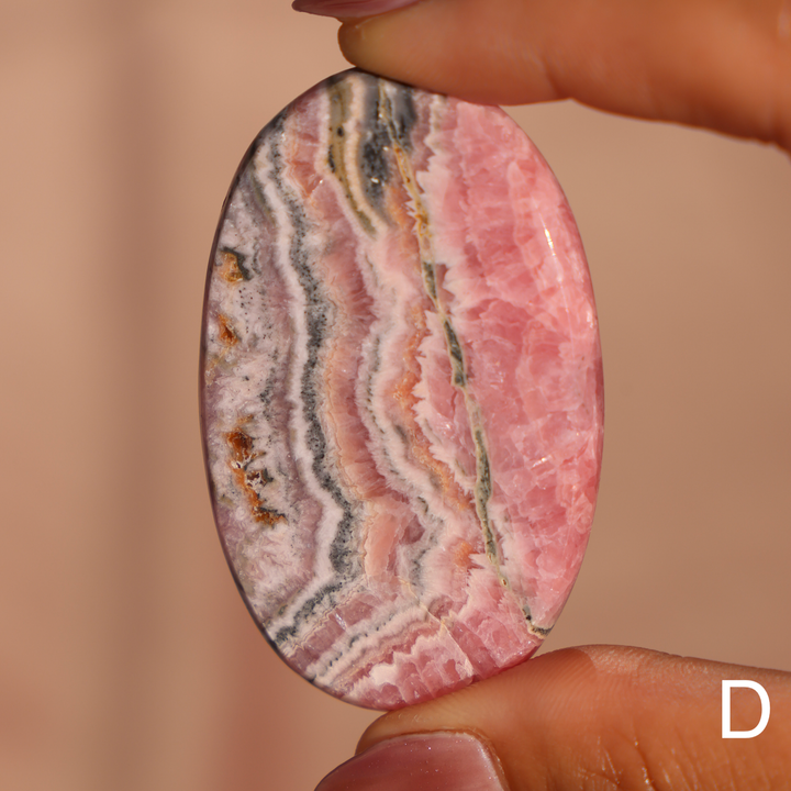 High Quality Rhodochrosite Flat Palm Stone