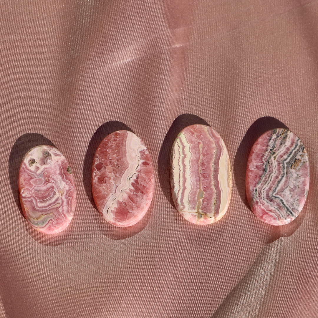 High Quality Rhodochrosite Flat Palm Stone